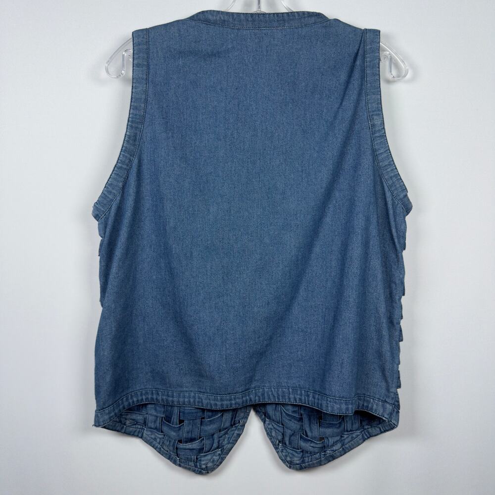Vintage Ellen Richman Women's Denim Vest Western Silver Charms Size S - Picture 3 of 11